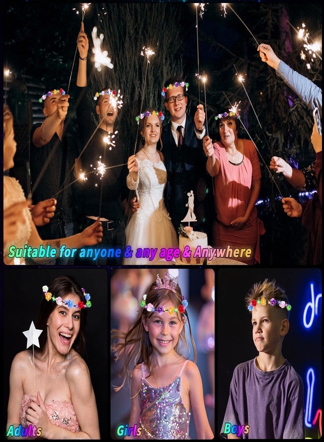 UZLU 80 Pcs LED Flower Crown Headband Glow Floral Wreath Crown for Women Light Up Flower Headband Glow in the Dark Hair Accessories for Wedding Birthday Cosplay Halloween Christmas Beach Party Favor - Image 5